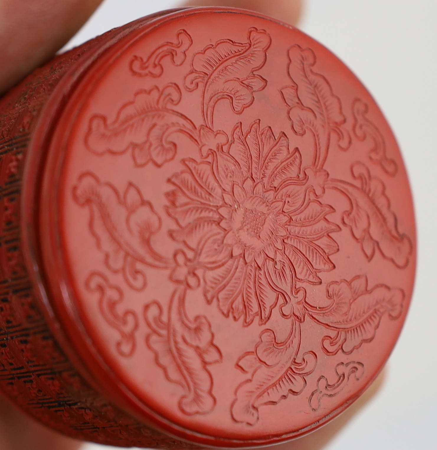 A Chinese cinnabar lacquer circular box, Qianlong period